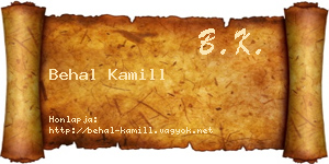 Behal Kamill névjegykártya