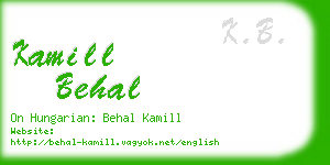 kamill behal business card